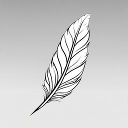 Feather Outline Tattoo - Simplified tattoo featuring the outlined silhouette of a feather.  simple vector tattoo,minimalist,white background