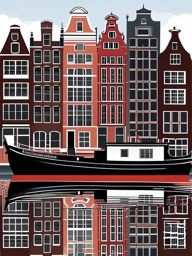 Amsterdam clipart - Rijksmuseum and Amsterdam canals, ,color clipart vector style