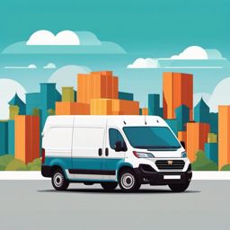 Delivery Van with Cargo Clipart - A delivery van with a full cargo load.  color vector clipart, minimal style