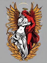 angel and devil tattoo  simple vector color tattoo