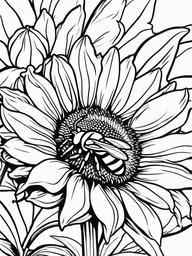 Bug Coloring Pages - Cartoon bee buzzing around a sunflower  simple coloring pages