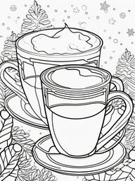 Santa with Hot Cocoa Coloring Pages - Enjoying a Warm Cup of Cocoa  minimal black outline printable sheet, coloring page