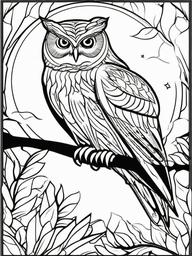 Owl Coloring Pages - Owl flying at night  simple coloring pages