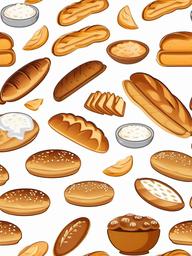 Bread clipart - Bread surrounded by flour.  vector style illustration, white background