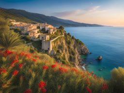 calabrian coastal serenity - paint a serene coastal scene along the lesser-known calabrian coast, where pristine beaches meet azure waters. 