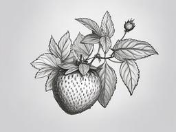 drawing of a strawberry plant  minimal rough sketch scribbles,doodles,black and white