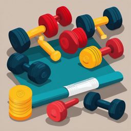 Dumbbells and Exercise Mat Clipart - Dumbbells and an exercise mat for fitness.  color vector clipart, minimal style