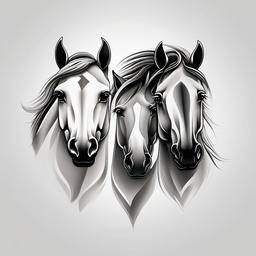 3 Horse Tattoo - Symbolize unity, strength, and companionship with a tattoo featuring three horses, creating a visually appealing and meaningful composition.  simple tattoo,minimalist,white background