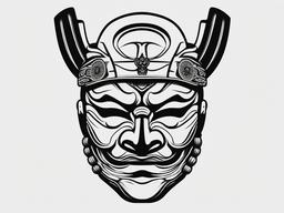 tattoo japanese samurai mask  simple color tattoo,white background,minimal