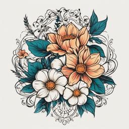 virgo tattoo with flowers  simple vector color tattoo