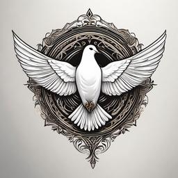 Christian Dove Tattoo-Elegant and symbolic tattoo featuring a Christian dove, capturing themes of faith and spirituality.  simple color tattoo,white background