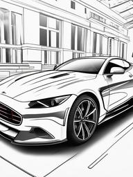 Luxury Sports Car Coloring Pages - Fast and Sleek Design on Display  minimal black outline printable sheet, coloring page