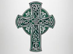 celtic cross with trinity knot tattoo  simple color tattoo,minimal,white background