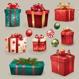 Present clipart - present with seasonal decorations for holidays  