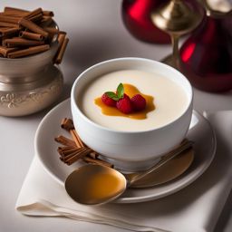 chai-spiced panna cotta, a fragrant italian dessert, indulged at an intimate dinner by candlelight. 