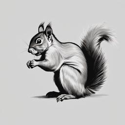 sketch of a squirrel  minimal rough sketch scribbles,doodles,black and white