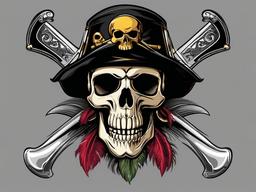 Skull clipart - skull with a pirate hat and eyepatch  