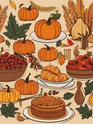 Autumn Harvest Buffet clipart - Feast of harvest delights, ,vector color clipart,minimal