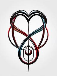 Heartbeat Infinity Tattoo - Symbolize eternal love with a tattoo that combines the timeless infinity symbol and the rhythmic heartbeat.  simple vector color tattoo,minimal,white background