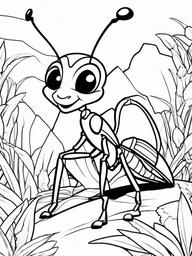 Bug Coloring Pages - Ant with a tiny backpack on an adventure  simple coloring pages