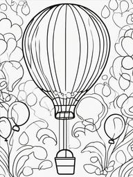 Birthday Balloons Coloring Pages - Festive Balloons in Bright Colors  minimal black outline printable sheet, coloring page