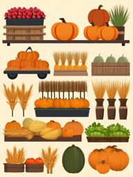 Fall Harvest Display clipart - Display of harvested crops, ,vector color clipart,minimal