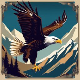 Eagle Clipart in the Mountains,Soaring eagle amidst the towering mountains, symbol of freedom and determination. 