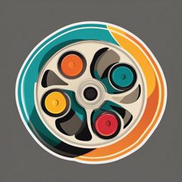 Film Reel Sticker - Retro film reel design, ,vector color sticker art,minimal