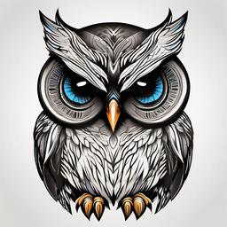 Small Tattoo Owl - Embrace subtlety with a small yet impactful owl-themed tattoo.  simple color tattoo,vector style,white background