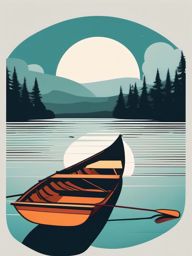 Rowboat Clipart - A rowboat gliding on a tranquil lake.  transport, color vector clipart, minimal style