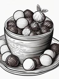 Food Coloring Pages - Chocolate truffles on a plate  simple coloring pages