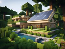 solar-powered eco-house with lush greenery - minecraft house design ideas 