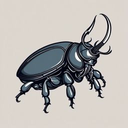 Stylized rhinoceros beetle tattoo. Horned insect elegance.  minimal color tattoo design