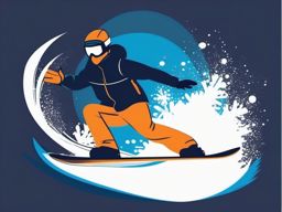 Snowboarding Powder Snow Clipart - A snowboarder riding fresh powder snow.  color vector clipart, minimal style