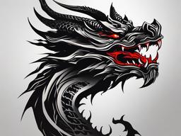 Demon Dragon Tattoo - Fierce and demonic dragon tattoo for a bold look.  simple color tattoo,minimalist,white background