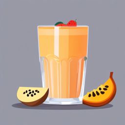 Pawpaw Smoothie Clipart - A glass of pawpaw smoothie.  color vector clipart, minimal style