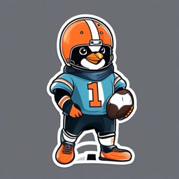 Penguin Footballer Sticker - A penguin dressed as a football player, ready to score. ,vector color sticker art,minimal