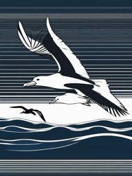 Albatross Clipart - Albatross gliding on ocean winds for miles , minimal, 2d