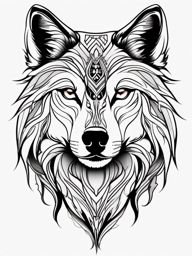 Unique Female Wolf Tattoos,unique and empowering wolf tattoos, designed exclusively for females. , color tattoo design, white clean background