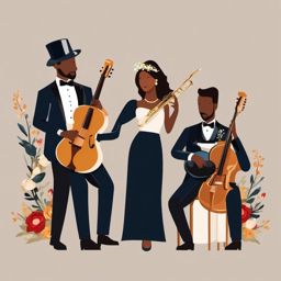 Wedding Music clipart - Musicians at the wedding, ,vector color clipart,minimal