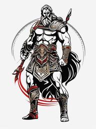 Greek God of War Tattoo - A tattoo featuring a Greek interpretation of a god of war.  simple color tattoo design,white background