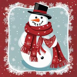 Merry Christmas clipart - snowman wearing a scarf  