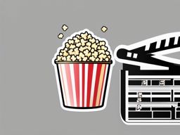 Filmstrip and popcorn bucket sticker- Movie night delight, , sticker vector art, minimalist design