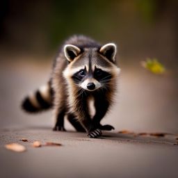 curious baby raccoon exploring with a masked face and tiny paws. 