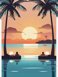 Summer Relaxation clipart - Relaxing by the water, ,vector color clipart,minimal