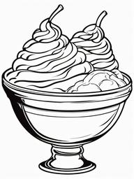 Food Coloring Pages - Bowl of ice cream with different scoops  simple coloring pages