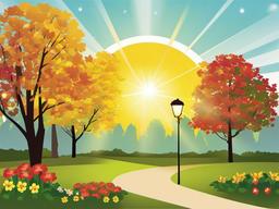 May clipart - May sunshine shining on a park  