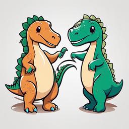 Cute Dinosaur Tattoo Matching - Symbolize unity with matching cute dinosaur-themed tattoos for couples or friends.  simple vector color tattoo,minimal,white background