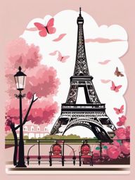 Paris clipart - Eiffel Tower in Paris with romantic atmosphere,  color clipart, vector art