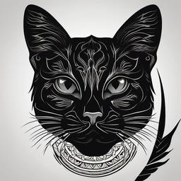 Black Cat Traditional Tattoo - Traditional-style tattoo featuring a black cat.  minimal color tattoo, white background